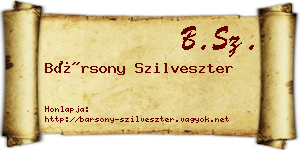 Bársony Szilveszter névjegykártya